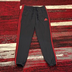 Adidas Men’s Black Joggers with Red Stripes